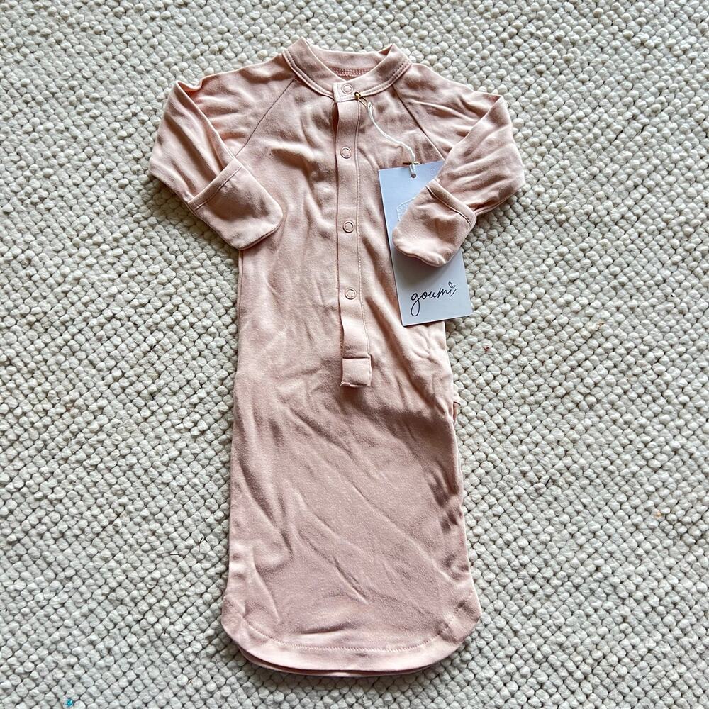 NWT Goumi Kids Rose Baby Gown SZ NB Newborn Snap Bamboo Pink Sleeper Organic